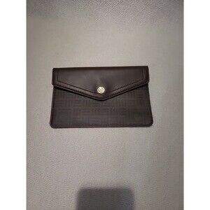 Anne Klein Brown & Black Clutch Purse Document Holder Lion Head Magnetic Closure